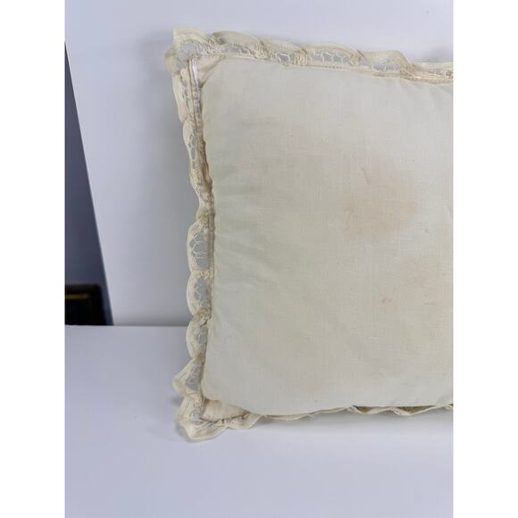 Vintage Lace Toss Pillow - Battenberg White Lace Pillow French Country Style - Picture 6 of 9